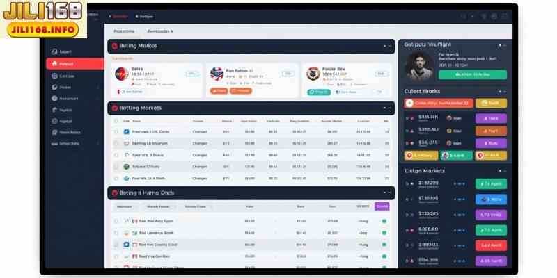 Online bookmaker comparison dashboard showing odds and betting markets