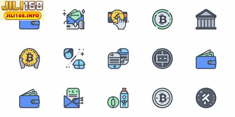Icons representing e-wallets, bank transfers, and crypto payments
