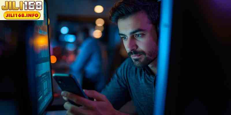 User placing bets on mobile and desktop platforms