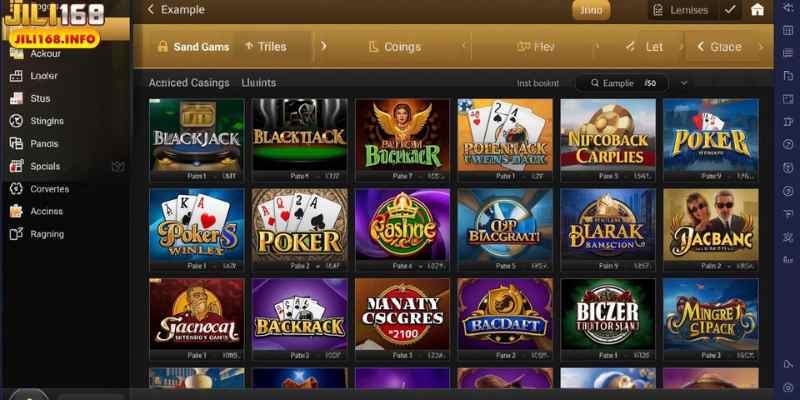 Screenshot of JILI168 interface showing popular card games